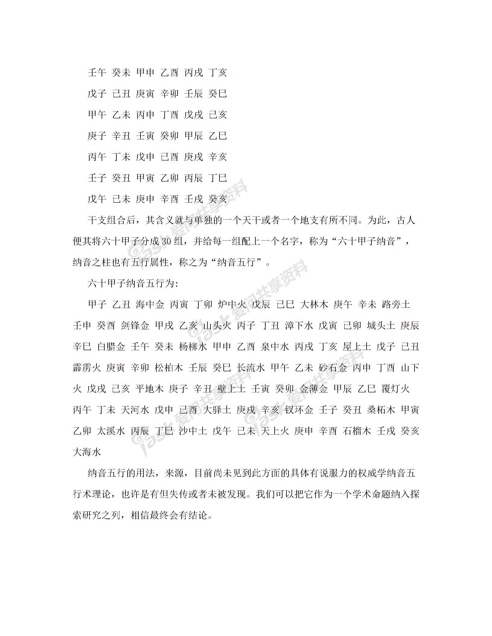 中国60花甲纳音五行的意义、来源与记忆方法2