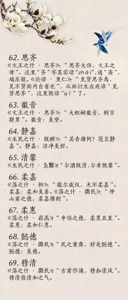 2.诗经,楚辞里面有什么适合做名字的词？
